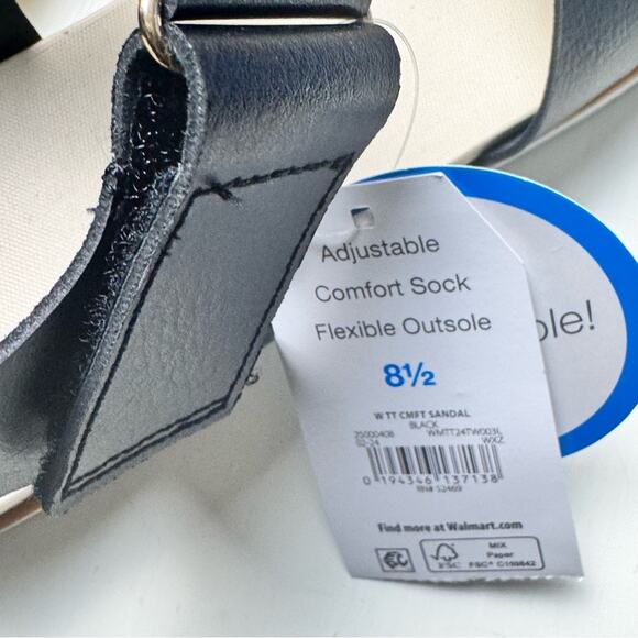 Time and Tru Adjustable Ankle  Strap So Comfortable Black Sandals Sz 8.5 NWT - Picture 14 of 16